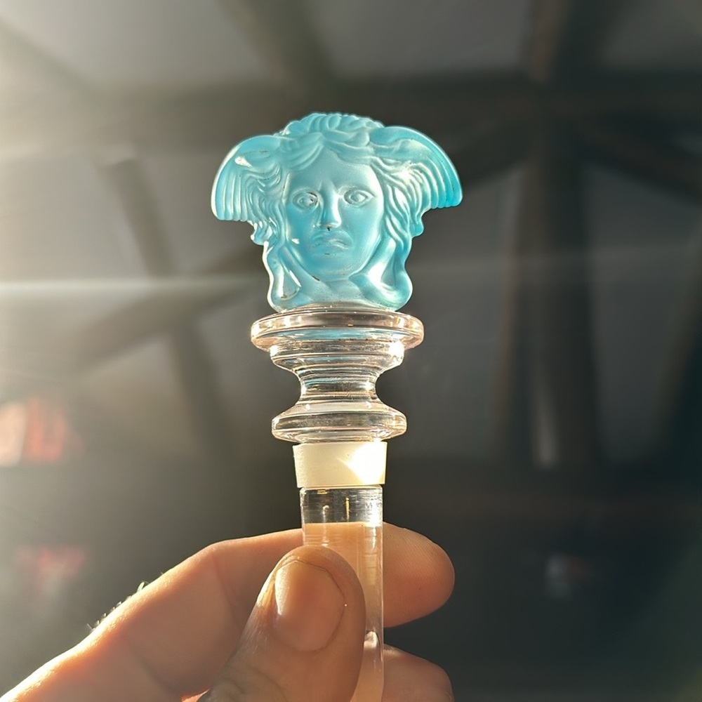 Versace Rosenthal crystal light blue bottle stopper